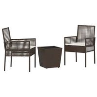 juego bistro de jardin 3 piezas  mueble de jardin marron ratan sintetico