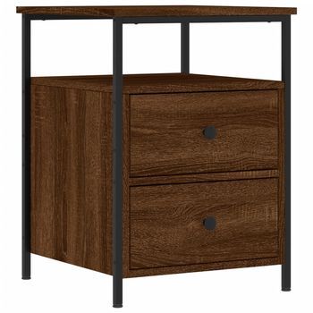 Mesita De Noche Madera De Ingeniería Marrón Roble 44x45x60 Cm Vidaxl