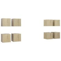 muebles de pared para tv  mueble de salon  gabinete de tv 8 uds color roble sonoma 305x30x30cm