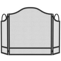 homcom parachispas para chimenea plegable de 3 paneles en metal 122x1x74 cm negro   aosom espana