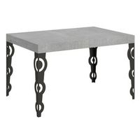 mesa rectangular extensible para 6 a 10 personas l 130 a 234 cm gris hormigon y patas de metal antracita kazay