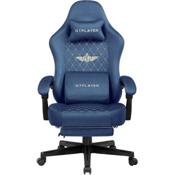 Silla Gaming GTPLAYER Ergonómica con Reposapiés y Asiento de Muelle 150 kg Azul