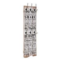 perchero de pared family rules con 6 ganchos 120x40 cm vidaxl