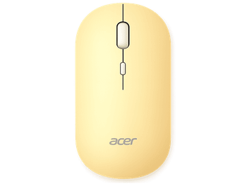 Ratón inalámbrico - Acer AMR130 RF2.4G / BT5.2, Bluetooth, 1600 DPI, Ambidiestro, Windows-Mac, Amarillo