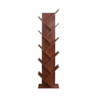 biblioteca con 10 estantes de mdf color marron nogal