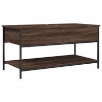 mesa de centrormesa auxiliarrmesa de cafe madera ingenieria metal marron 100x50x50 cm