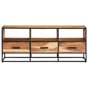 Mueble Tv | Mueble De Salón | Armario Tv Madera Maciza De Acacia 110x30x45 Cm