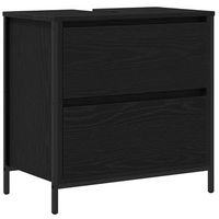 mueble de bano con lavabo y cajones roble negro 60x345x60 cm