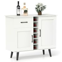 costway aparador moderno gabinete de bar con botellero para 6 botellas 1 cajon 2 puertas y 2 estantes ajustables para cocina comedor blanco