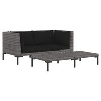 muebles jardin 3 uds  mesa y sillas ratan sintetico semicircular gris oscuro