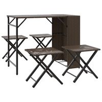 juego de comedor de jardin plegable 5 uds  juego de muebles de jardin ratan pe marron