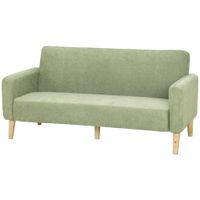 homcom sofa de 2 plazas de 160 cm tacto aterciopelado acolchado grueso asiento amplio y patas de madera de caucho verde
