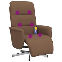 sillon reclinable de masaje con reposapies tela marron vidaxl