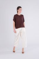 sueter de mujer con mangas de murcielago y ribete de tela dark brown