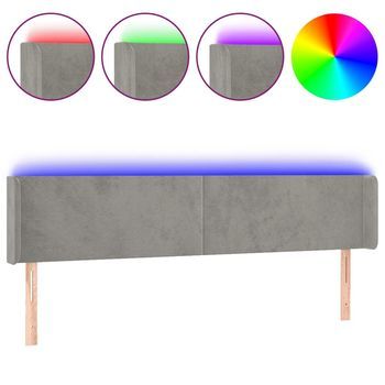Cabecero Cama | Panel De Cabecera Con Led De Terciopelo Gris Claro 203x16x78/88 Cm
