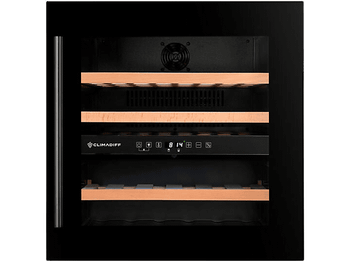Vinoteca integrable - Climadiff CBI40DB1, Ventilado, 36 Botellas, 5-20 °C, 2 Zonas de Temperatura, Iluminación Interior, Negro