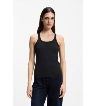 BOSS para mujer. 50554664 Camiseta sin mangas espalda nadadora negro (M), Casual, Algodón, Sin mangas / Tirantes