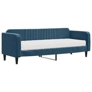 Sofá Cama | Cama Para Adultos Con Colchón Terciopelo Azul 80x200 Cm