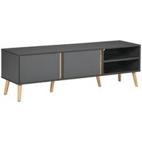 mueble tv madera zmh escandinavo 150x35x45cm gris oscuro