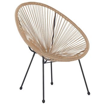 Silla De Balcón De Ratán Sintético Beige Resistente A La Intemperie Sala De Estar Jardín Bistró Moderno Acapulco