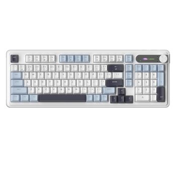 Teclado para Juegos MageGee GK960 Tri-Modo RGB con Cable/BT/2.4G, Teclado Numérico con Perilla, 4000mAh para PC, Laptop y Tablet