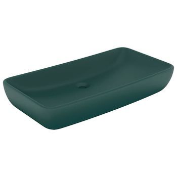 Lavabo Rectangular De Lujo Cerámica Verde Oscuro Mate 71x38cm Vidaxl