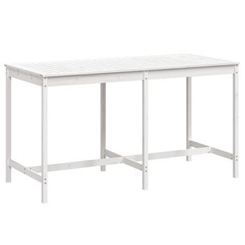 Mesa De Jardín | Mesa De Exterior Madera Maciza De Pino Blanca 203,5x90x110 Cm