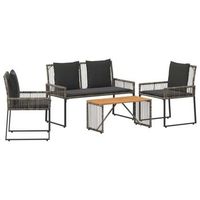 juego de muebles de exterior con cojin 9 piezas  mobiliario de jardin gris y gris oscuro