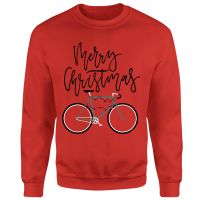 bike lights christmas jumper - red - s