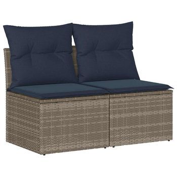 Set Sofás Jardín Y Cojines 2 Uds | Juego De Muebles De Jardín Ratán Sintético Acacia Gris Cfw7869098