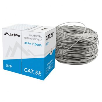 Lanberg Bobina Cable de Red RJ45 Cat.5E UTP Rígido CU 305m CPR Gris