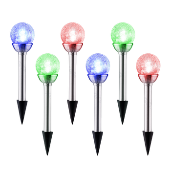 Aigostar Luces solares Jardín 6 Pack, RGB Lámpara LED Luz solar exterior. IP44 Acero Inoxidable Luces solares para exterior jardin, Para Patio Césped Pasillo Terraza Sin Cables, L80*W80*H358mm