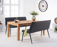 verona 180cm oak table with heidi grey faux leather benches