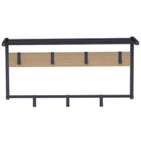perchero de pie de aglomerado y metal negro y beige