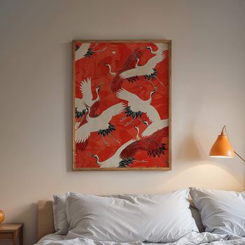 Poster grullas rojas, 50x70 cm