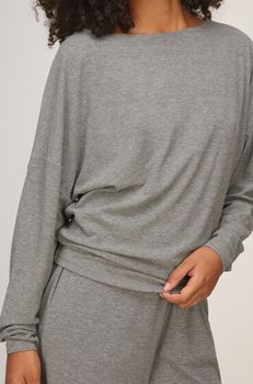 Hunkemöller Top de Manga Larga Premium Rib Batwing Gris