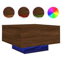 mesa de centro de salon de diseno moderno con luces led 55 x 55 x 31 cm madera de ingenieria marron dec037634