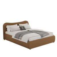 plano camilla de pecho de 160x200 cm de pana marron con diseno redondeado