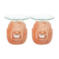 plushome pack 2 portavelas y quemador de sal himalayacon formas - decoracion del hogar -meditacion -relajacion- bienestar-concentracion-yoga