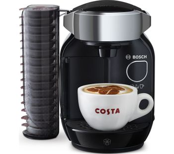 BOSCH TAS7002GB Caddy Hot Drinks Machine - Black & Chrome, Black