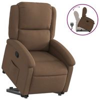 sillon de salon  silla  sillon reclinable elevable de tela marron