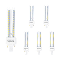 aigostar pack de 5 bombillas led plc 2u tubo de 11w maiz g24d-3 2 pines luz fria 6500k 1070lm no regulable