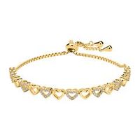 pulsera corazon de plata 925 dorada con circonitas