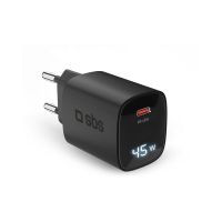 cargador sbs tetrganlcd1c45k usb-c 45w power delivery con pantalla lcd