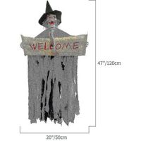 bruja fantasma colgante de halloween con ojos iluminados y efectos de sonido aterradores esqueleto fantasma colgante para decoraciones de halloween en casas embrujadas interiores y exteriores