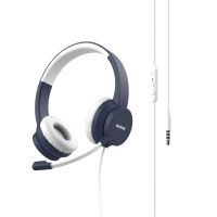 auriculares pantone pt-wdh002n con cable jack 35 mm para oficina y centro de llamadas con microfono boom azul
