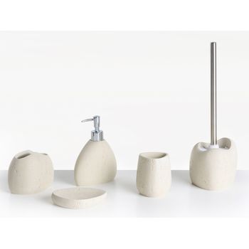 Conjunto De Accesorios De Baño Jabonera Dispensador De Jabón Escobilla Para El Inodoro Vaso Soporte Para Cepillos De Dientes Beige Claro Coata
