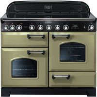 rangemaster classic deluxe 110 electric induction range cooker - olive green  chrome olive