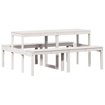 Mesa De Pícnic | Mesa De Camping | Mesa De Jardín Madera Maciza De Pino Blanco 160x134x75 Cm