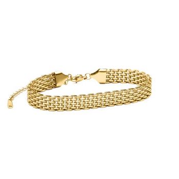 Pulsera de malla de acero inoxidable chapado en oro para mujer